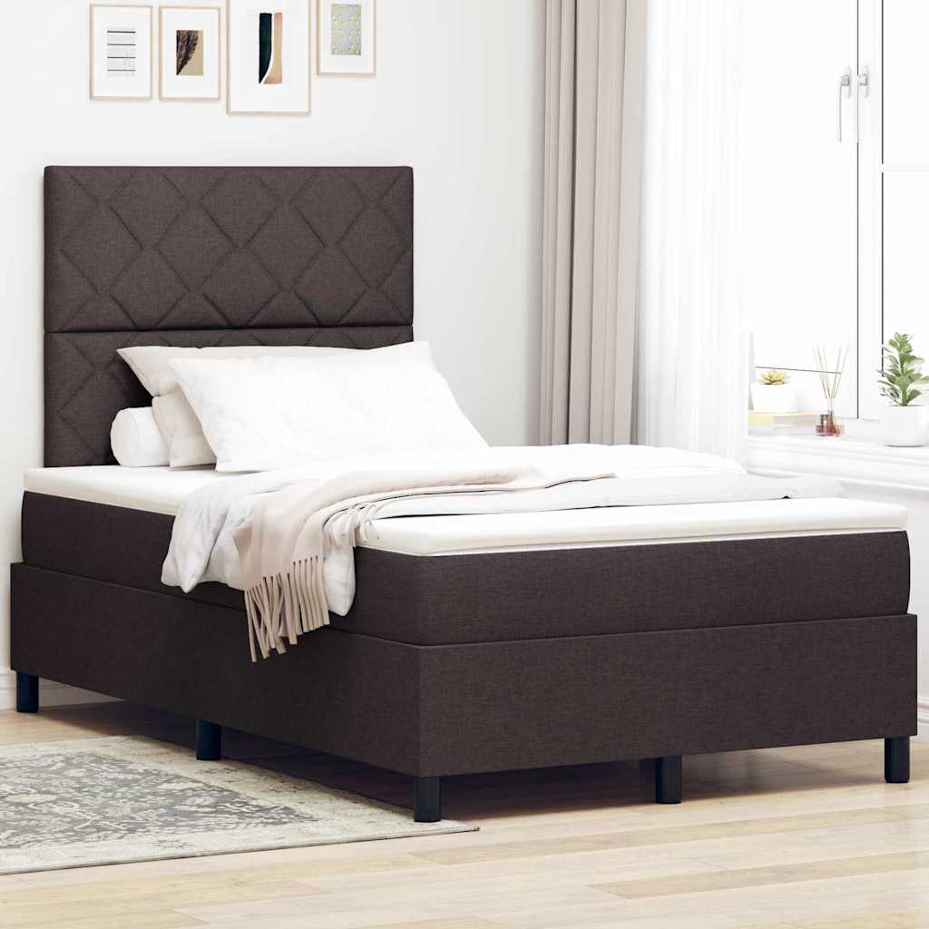 Boxspringbed met matras Donkerbruin 120 x 190 cm Stof is nu te koop bij PeponiXL, paradijselijk wonen!