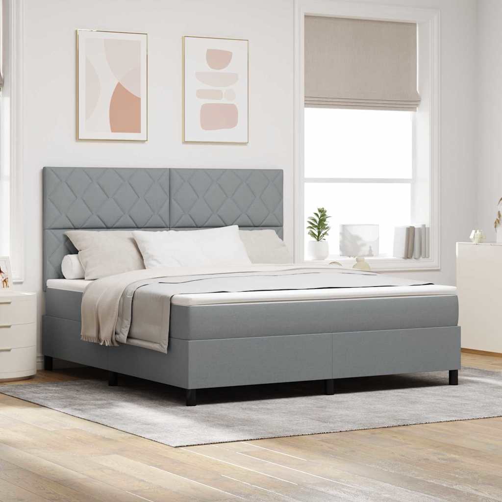 Boxspringbed met hoofdeinde Lichtgrijs 180 x 200 cm Stof is nu te koop bij PeponiXL, paradijselijk wonen!