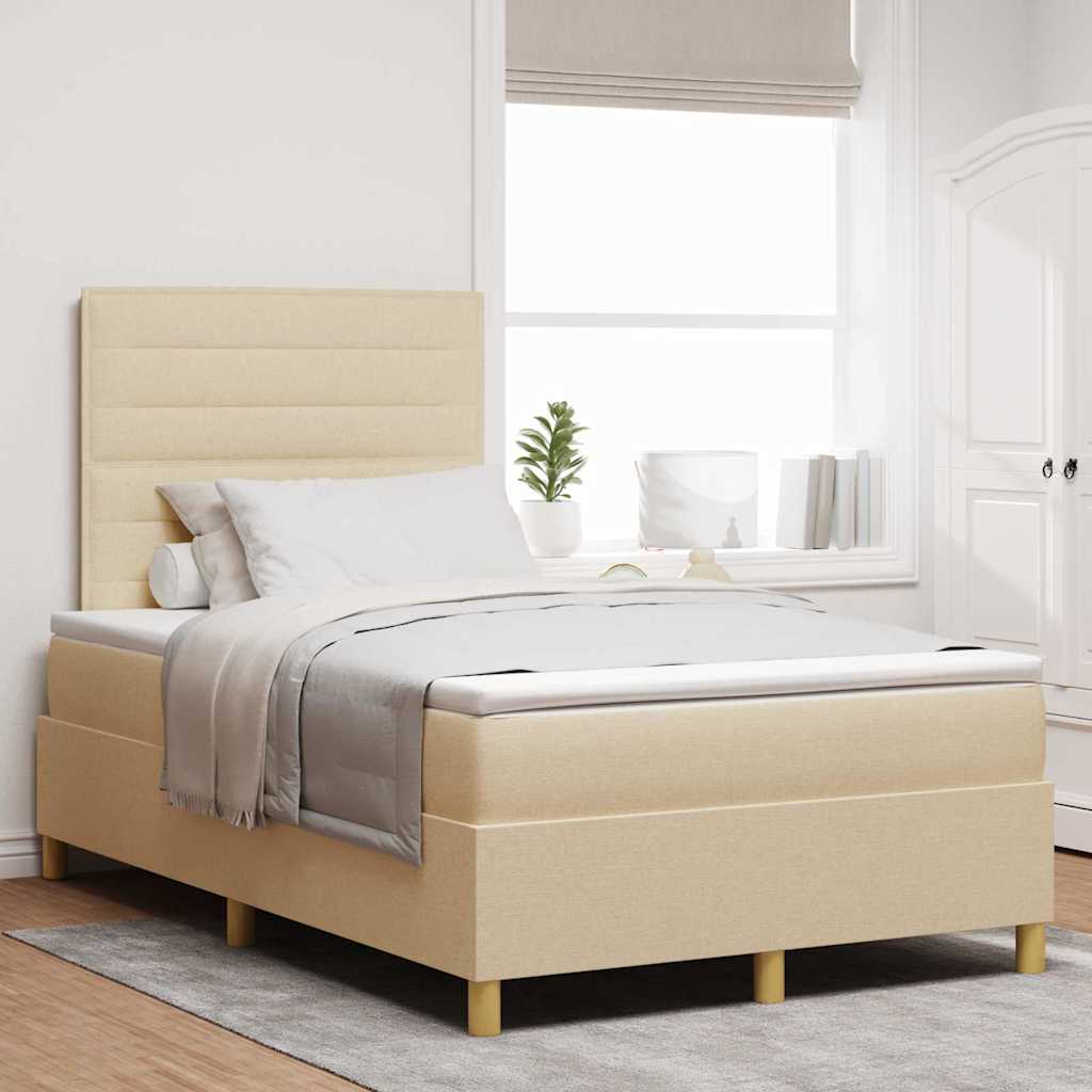 Boxspringbed met matras met hoofdeinde Crème 120 x 190 cm Stof is nu te koop bij PeponiXL, paradijselijk wonen!