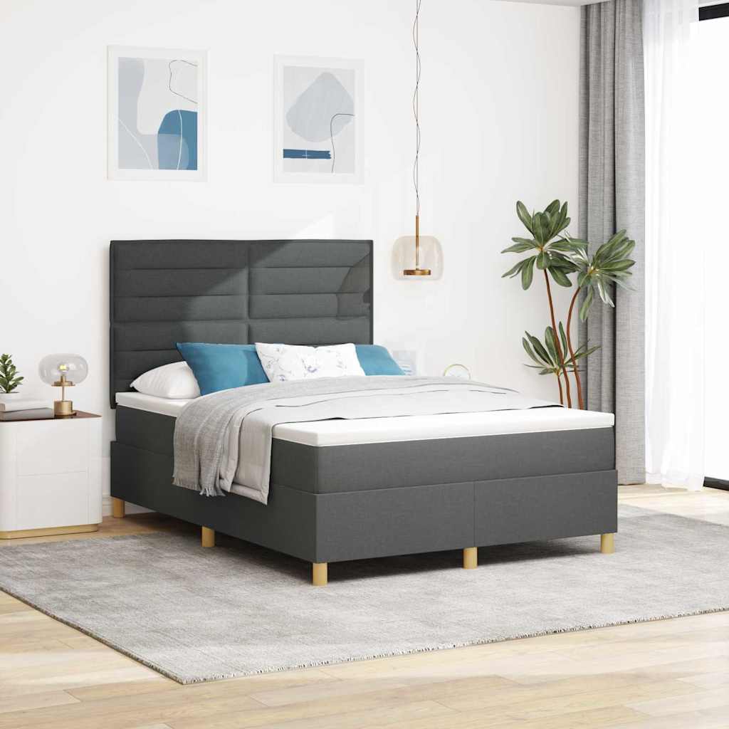 Boxspringbed met matras Donkergrijs 140 x 200 cm Stof is nu te koop bij PeponiXL, paradijselijk wonen!