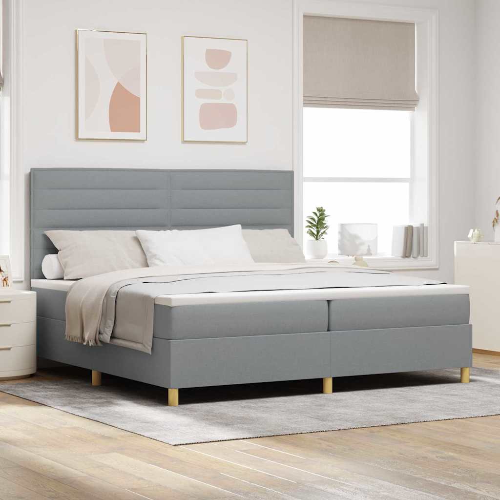 Boxspringbed met matras Lichtgrijs 200 x 200 cm Stof is nu te koop bij PeponiXL, paradijselijk wonen!