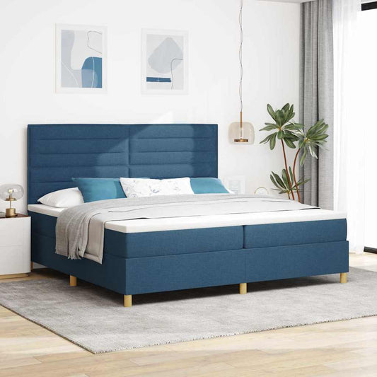 Boxspringbed met hoofdeinde Blauw 200 x 200 cm Stof is nu te koop bij PeponiXL, paradijselijk wonen!