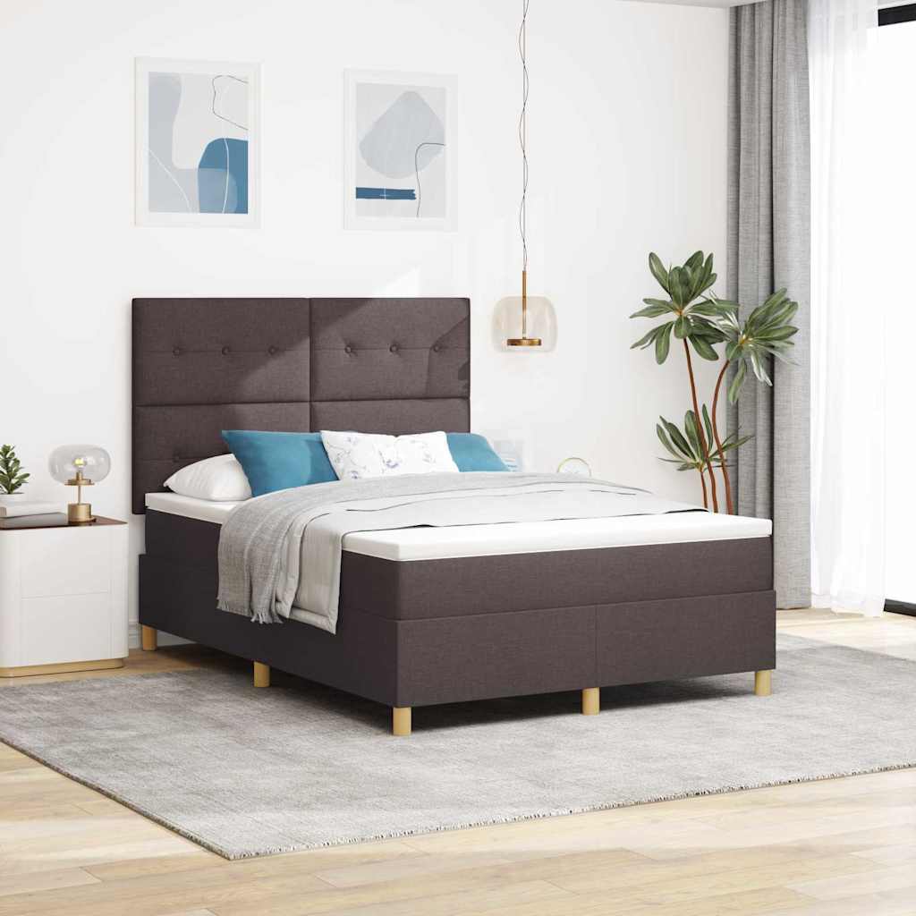 Boxspringbed met matras Donkerbruin 140 x 190 cm Stof is nu te koop bij PeponiXL, paradijselijk wonen!