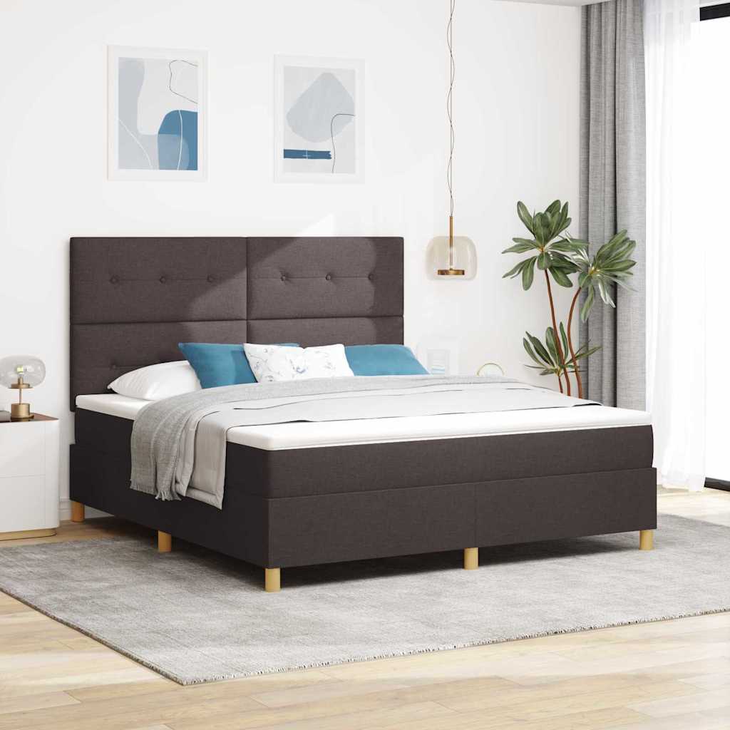 vidaXL Boxspringbed met hoofdeinde Donkerbruin 180 x 200 cm Stof