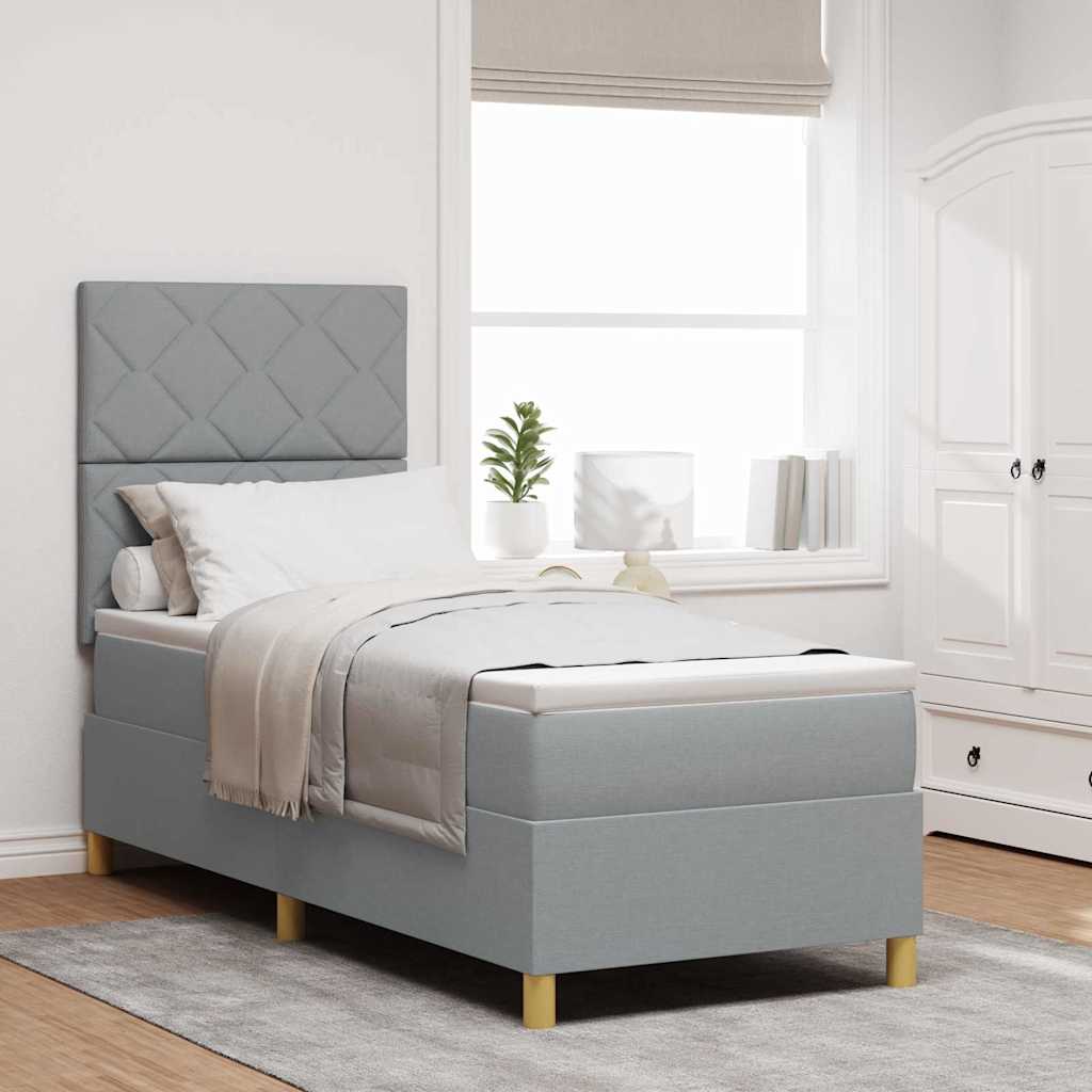 Boxspringbed met hoofdeinde Lichtgrijs 80 x 200 cm Stof is nu te koop bij PeponiXL, paradijselijk wonen!
