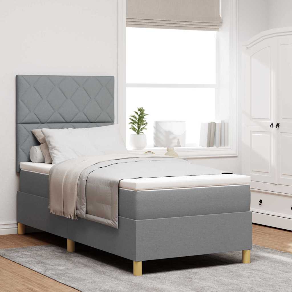 Boxspringbed met matras Lichtgrijs 100 x 200 cm Stof is nu te koop bij PeponiXL, paradijselijk wonen!
