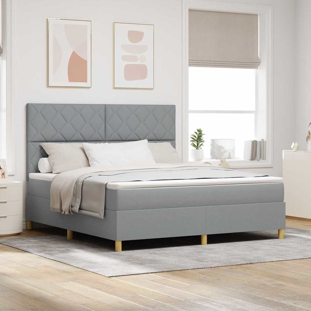 Boxspringbed met hoofdeinde Lichtgrijs 180 x 200 cm Stof is nu te koop bij PeponiXL, paradijselijk wonen!
