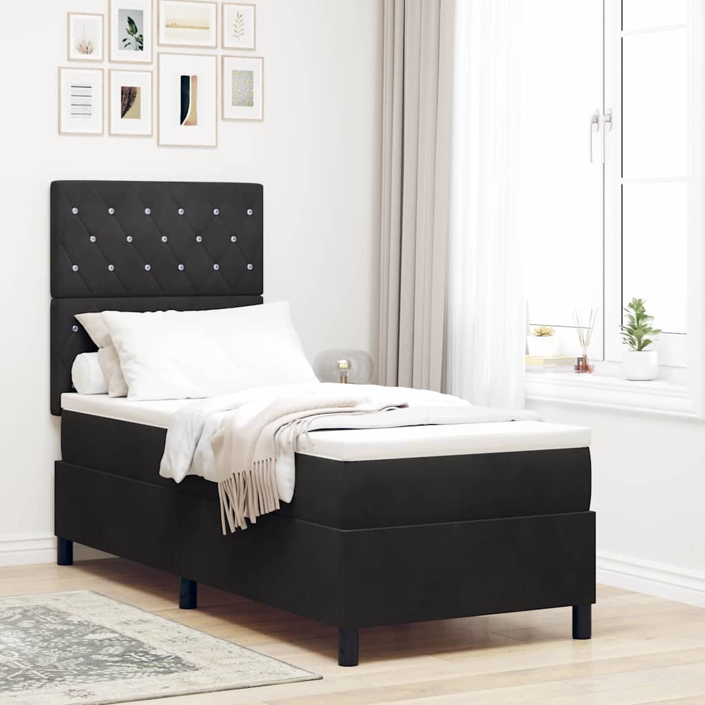 Boxspringbed met matras Zwart 80 x 200 cm Fluweel is nu te koop bij PeponiXL, paradijselijk wonen!