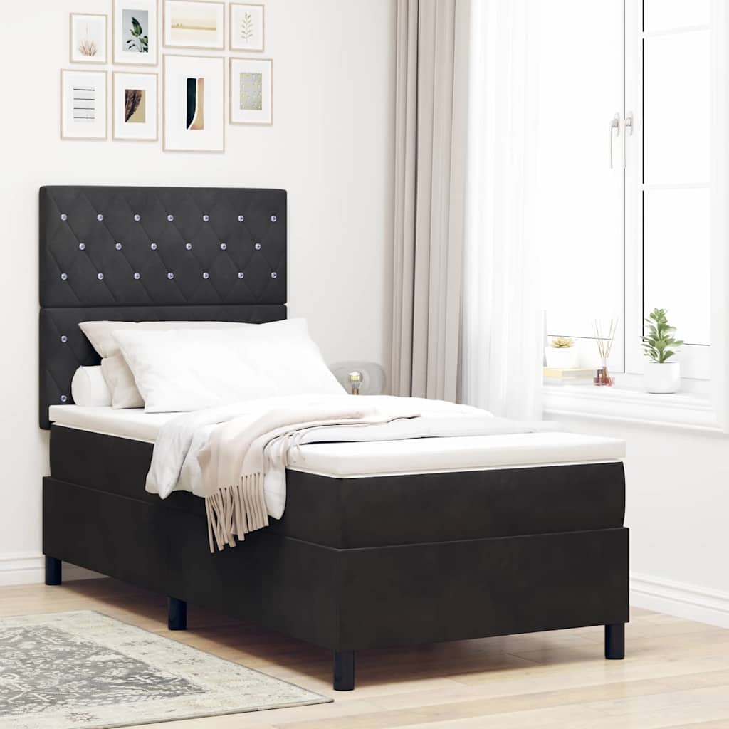 Boxspringbed met matras Zwart 90 x 190 cm Fluweel is nu te koop bij PeponiXL, paradijselijk wonen!