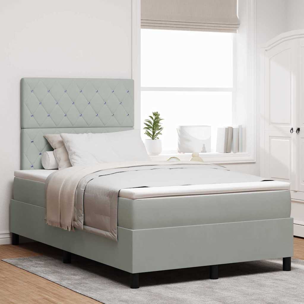 Boxspringbed met matras Lichtgrijs 120 x 200 cm Fluweel is nu te koop bij PeponiXL, paradijselijk wonen!
