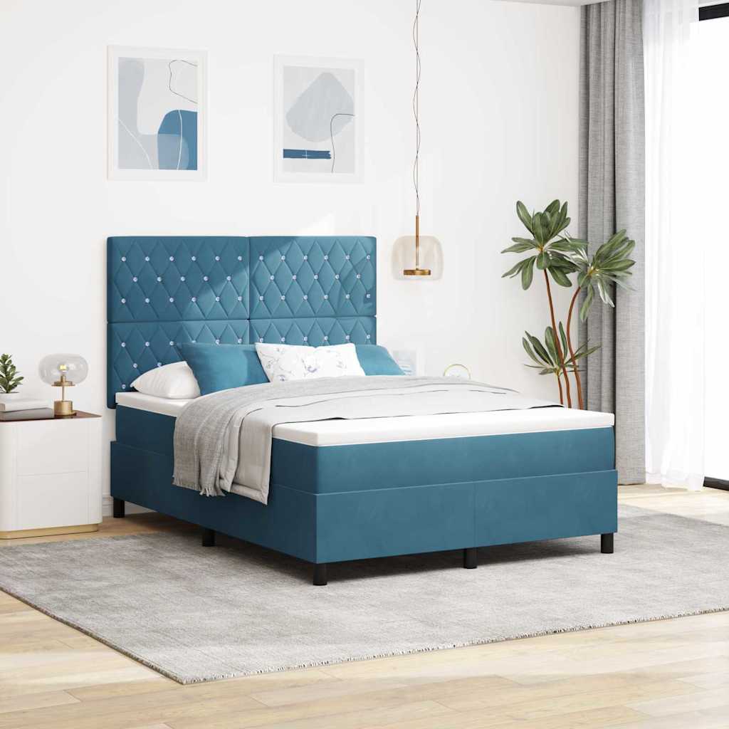 Boxspringbed met matras Donkerblauw 140 x 200 cm Fluweel is nu te koop bij PeponiXL, paradijselijk wonen!