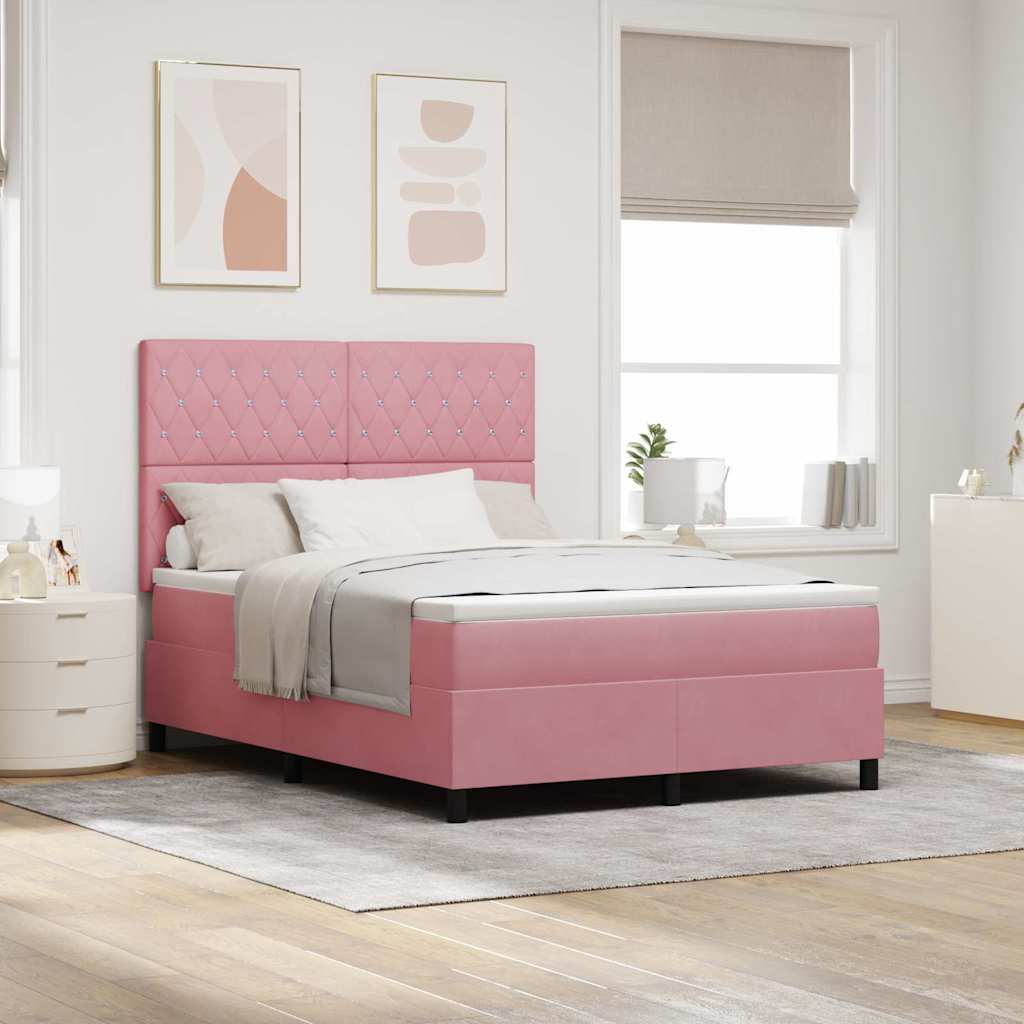 Boxspringbed met matras Roze 160 x 200 cm Fluweel is nu te koop bij PeponiXL, paradijselijk wonen!