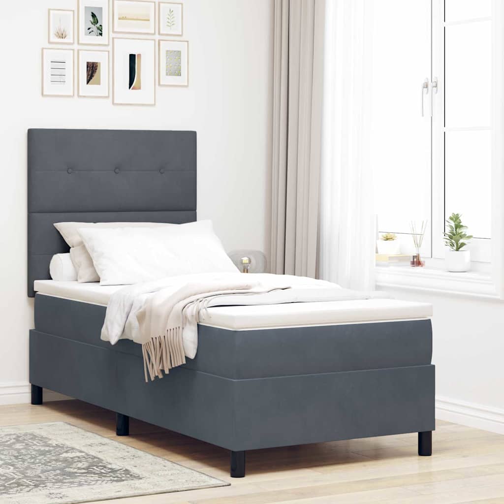 Boxspringbed met matras Donkergrijs 80 x 200 cm Fluweel is nu te koop bij PeponiXL, paradijselijk wonen!