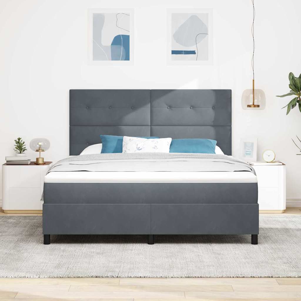 Boxspringbed met matras Donkergrijs 180 x 200 cm Fluweel is nu te koop bij PeponiXL, paradijselijk wonen!