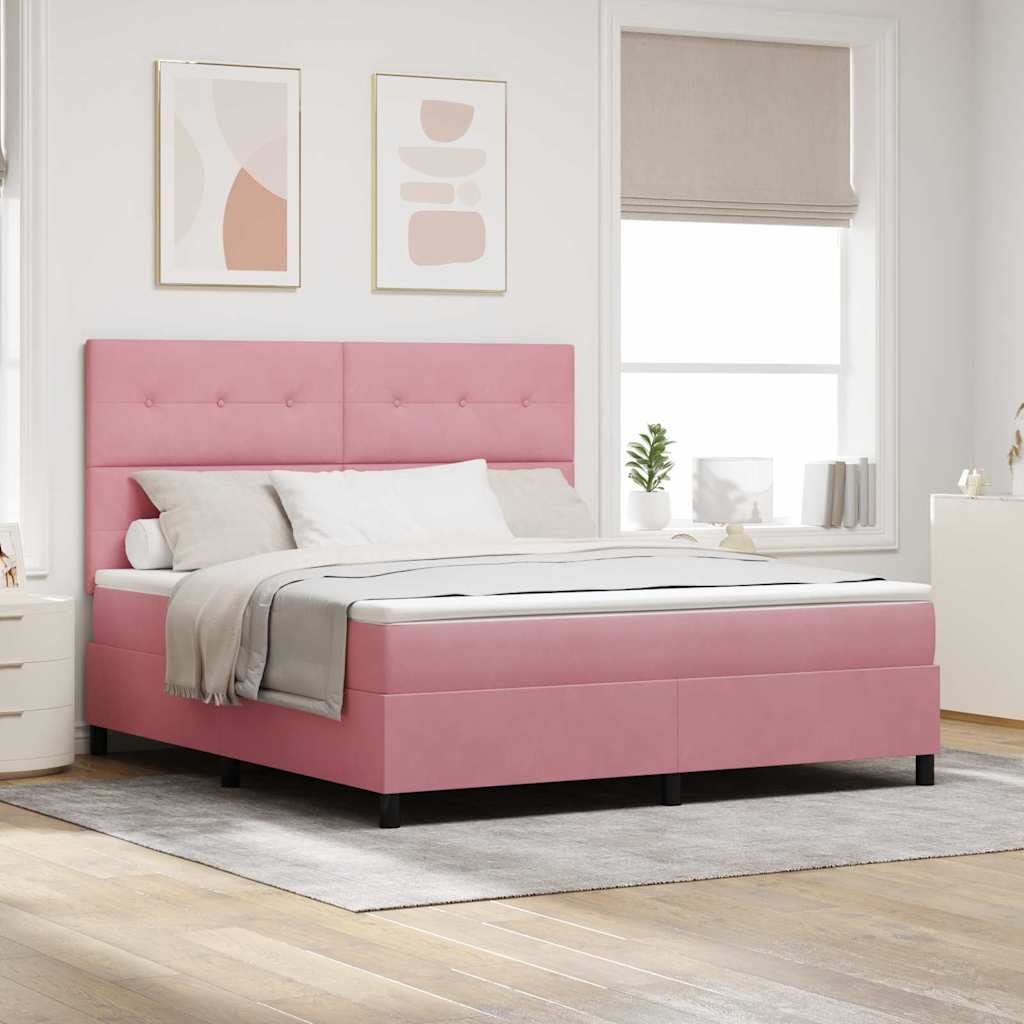 Boxspringbed met matras Roze 180 x 200 cm Fluweel is nu te koop bij PeponiXL, paradijselijk wonen!