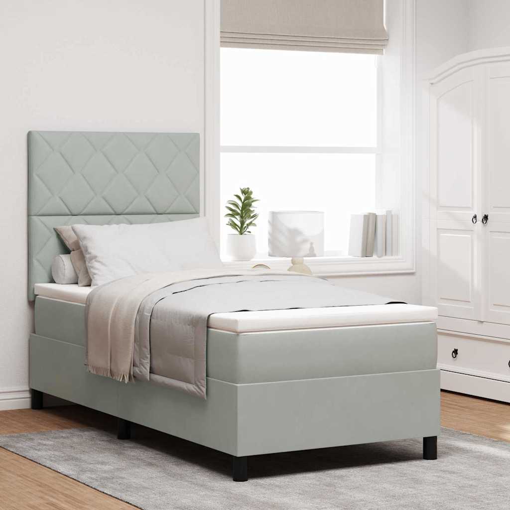 Boxspringbed met kussen Lichtgrijs 90 x 190 cm Fluweel is nu te koop bij PeponiXL, paradijselijk wonen!