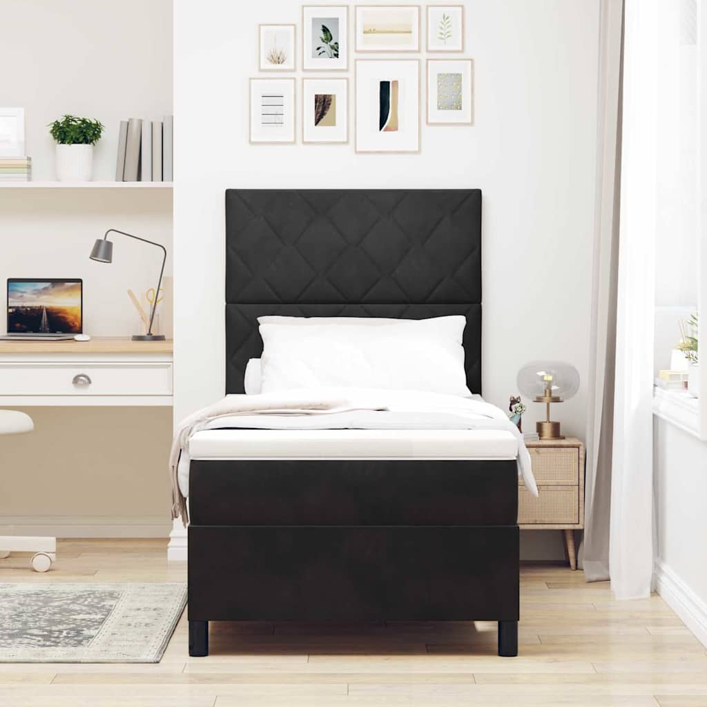 Boxspringbed met hoofdeinde Zwart 90 x 190 cm Fluweel is nu te koop bij PeponiXL, paradijselijk wonen!