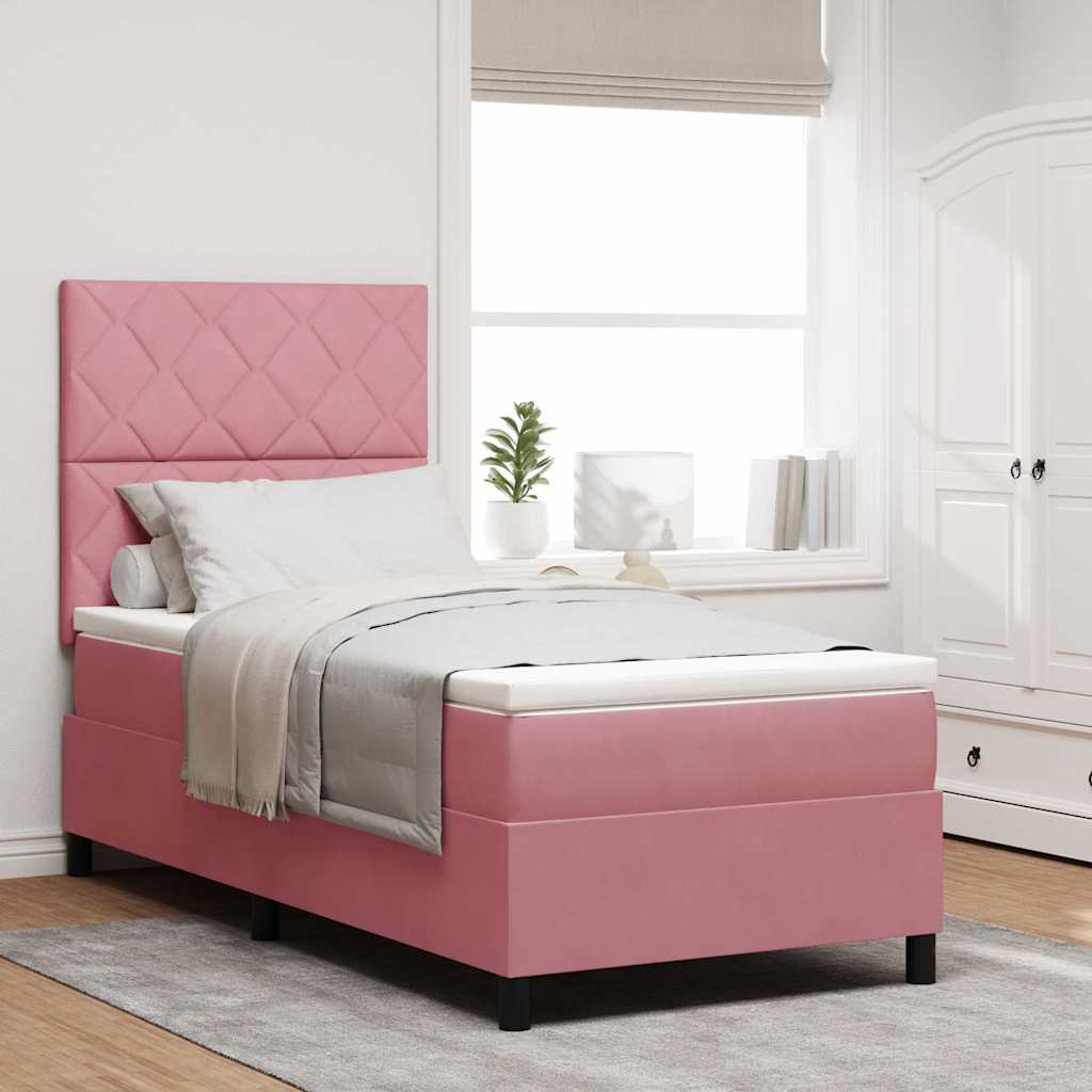 Boxspringbed met matras met hoofdeinde Roze 90 x 200 cm Fluweel is nu te koop bij PeponiXL, paradijselijk wonen!