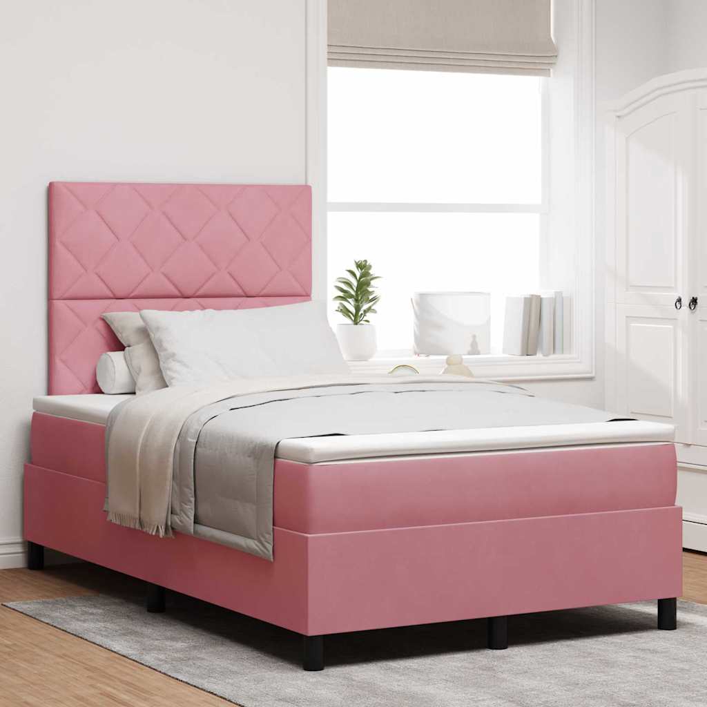 Boxspringbed met hoofdeinde Roze 120 x 190 cm Fluweel is nu te koop bij PeponiXL, paradijselijk wonen!