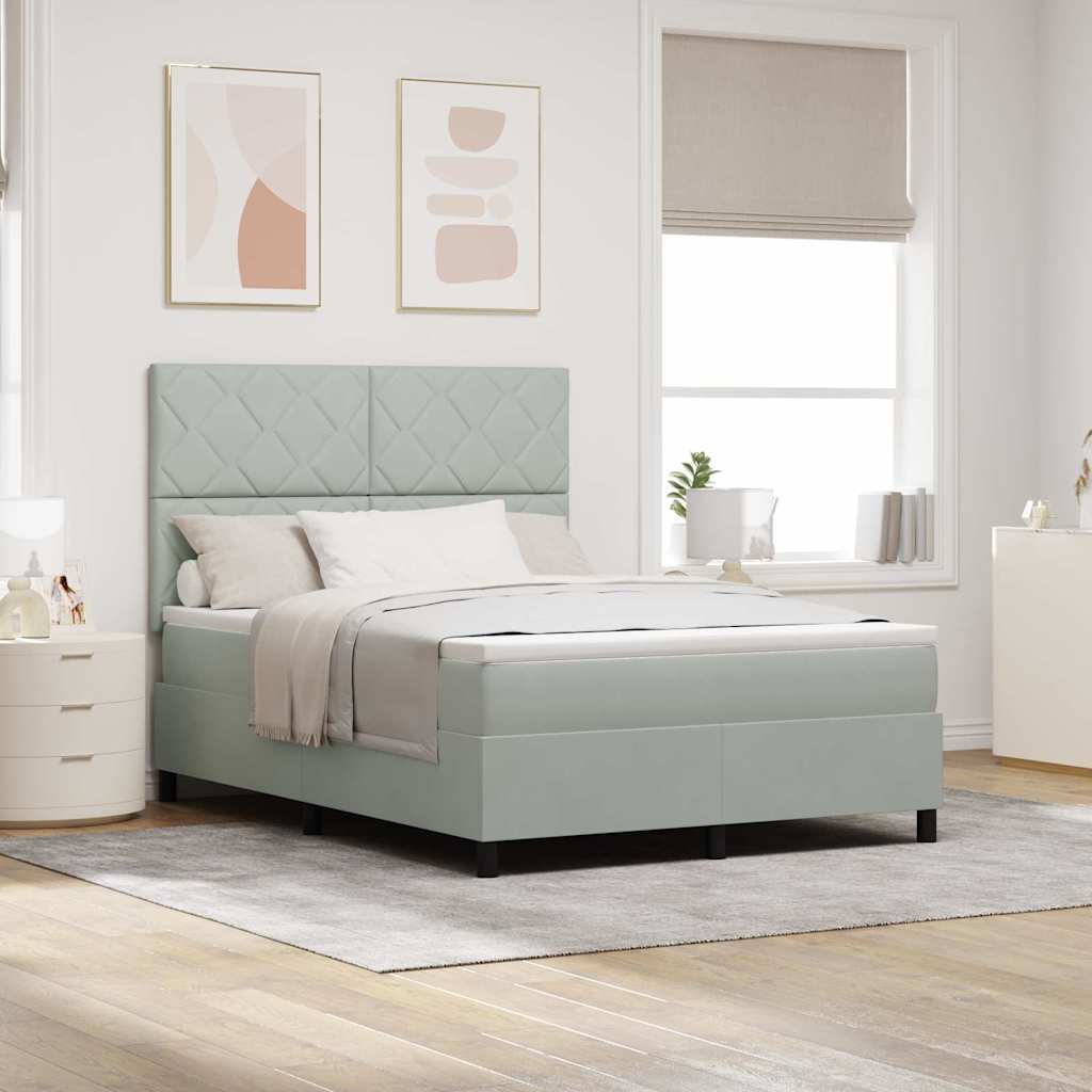 Boxspringbed met hoofdeinde Lichtgrijs 160 x 200 cm Fluweel is nu te koop bij PeponiXL, paradijselijk wonen!