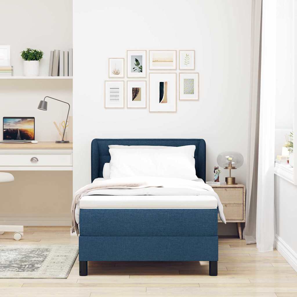 Boxspringbed met matras met hoofdeinde Blauw 100 x 200 cm Stof is nu te koop bij PeponiXL, paradijselijk wonen!