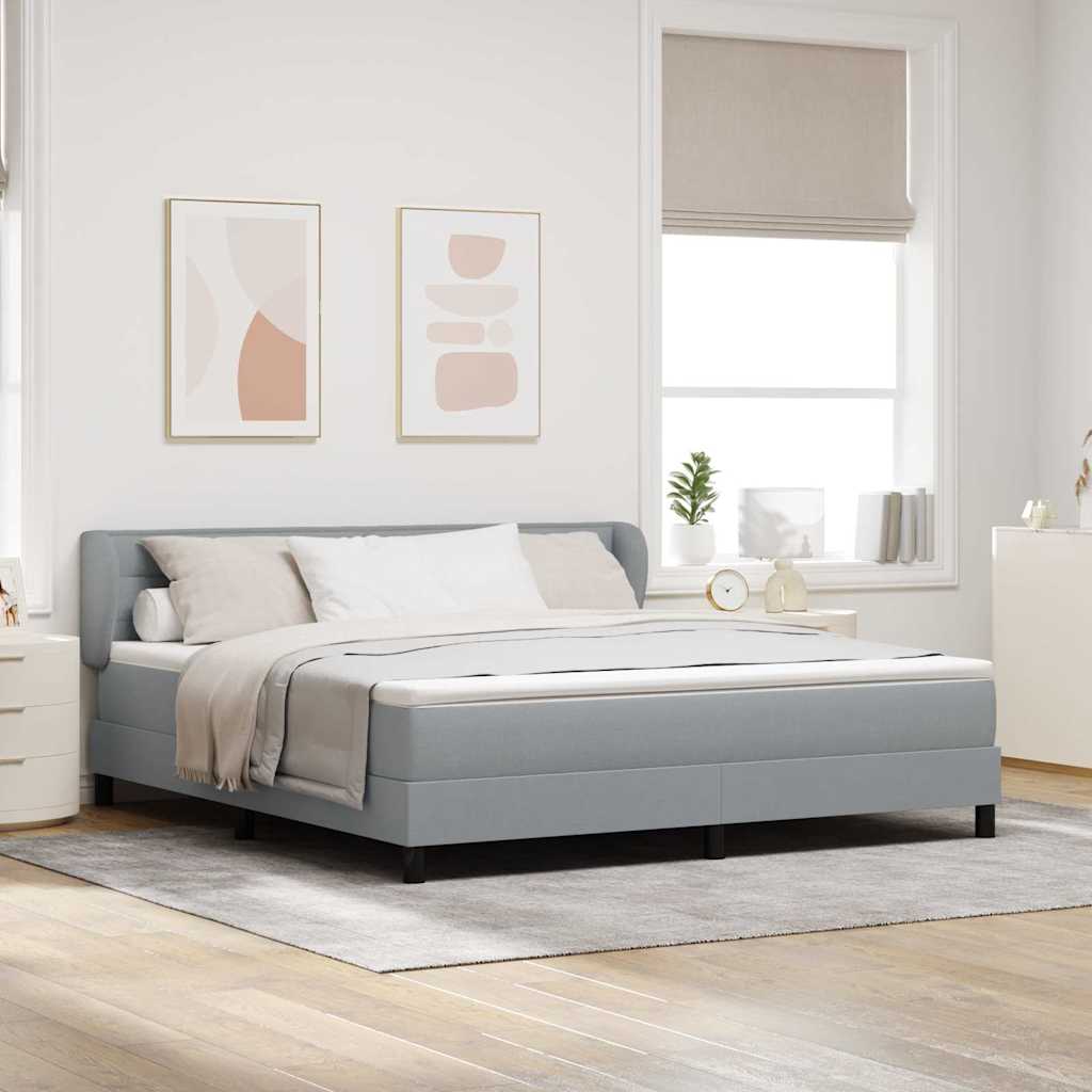 Boxspringbed met hoofdeinde Lichtgrijs 180 x 200 cm Stof is nu te koop bij PeponiXL, paradijselijk wonen!