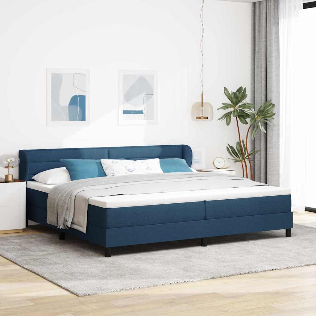 Boxspringbed met matras met hoofdeinde Blauw 200 x 200 cm Stof is nu te koop bij PeponiXL, paradijselijk wonen!