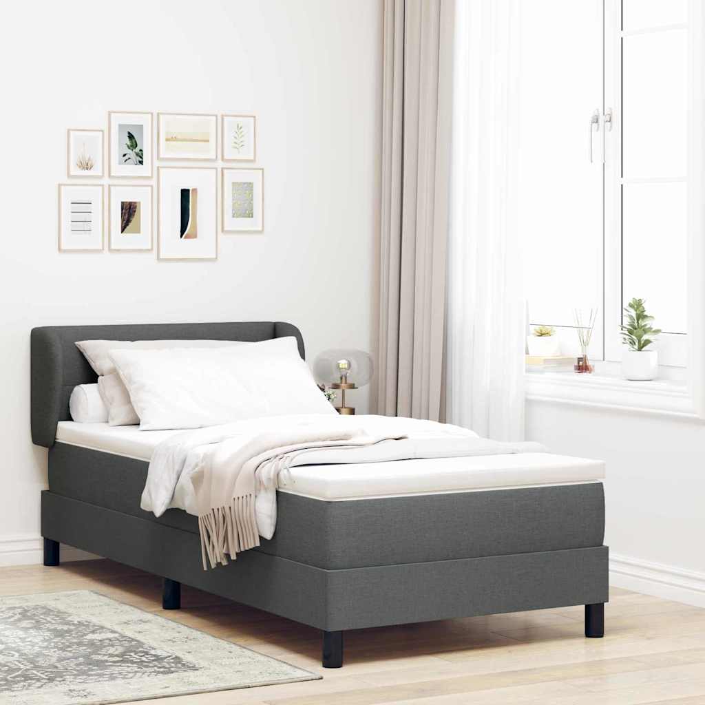 Boxspringbed met hoofdeinde Donkergrijs 90 x 190 cm Stof is nu te koop bij PeponiXL, paradijselijk wonen!