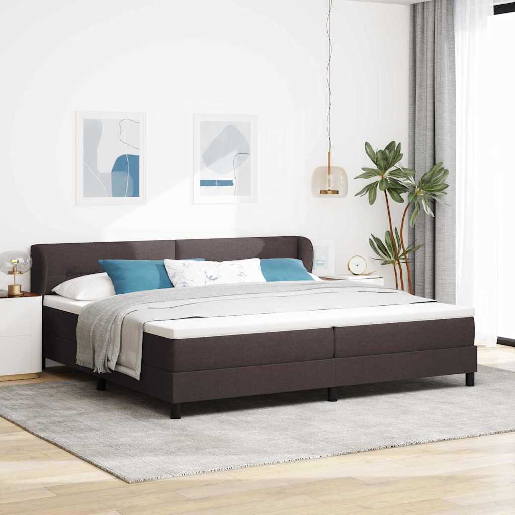 Boxspringbed met hoofdeinde Donkerbruin 200 x 200 cm Stof is nu te koop bij PeponiXL, paradijselijk wonen!