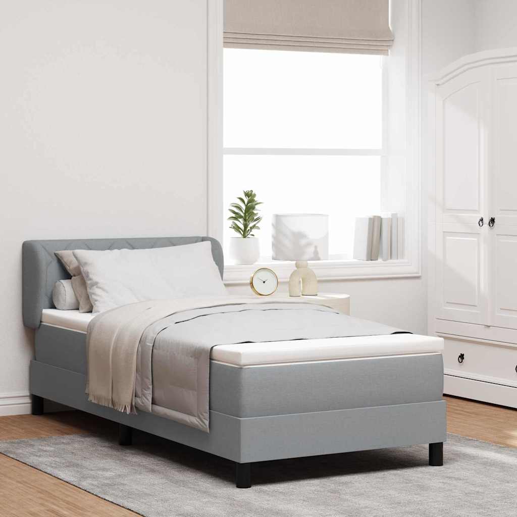 Boxspringbed met hoofdeinde Lichtgrijs 100 x 200 cm Stof is nu te koop bij PeponiXL, paradijselijk wonen!