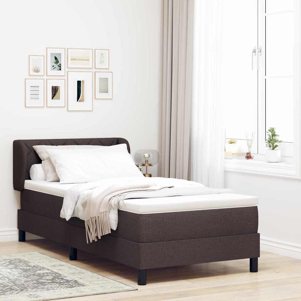 Boxspringbed met matras Donkerbruin 100 x 200 cm Stof is nu te koop bij PeponiXL, paradijselijk wonen!
