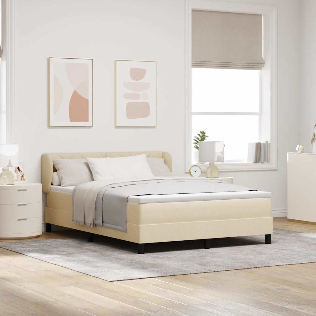 Boxspringbed met hoofdeinde Crème 160 x 200 cm Stof is nu te koop bij PeponiXL, paradijselijk wonen!