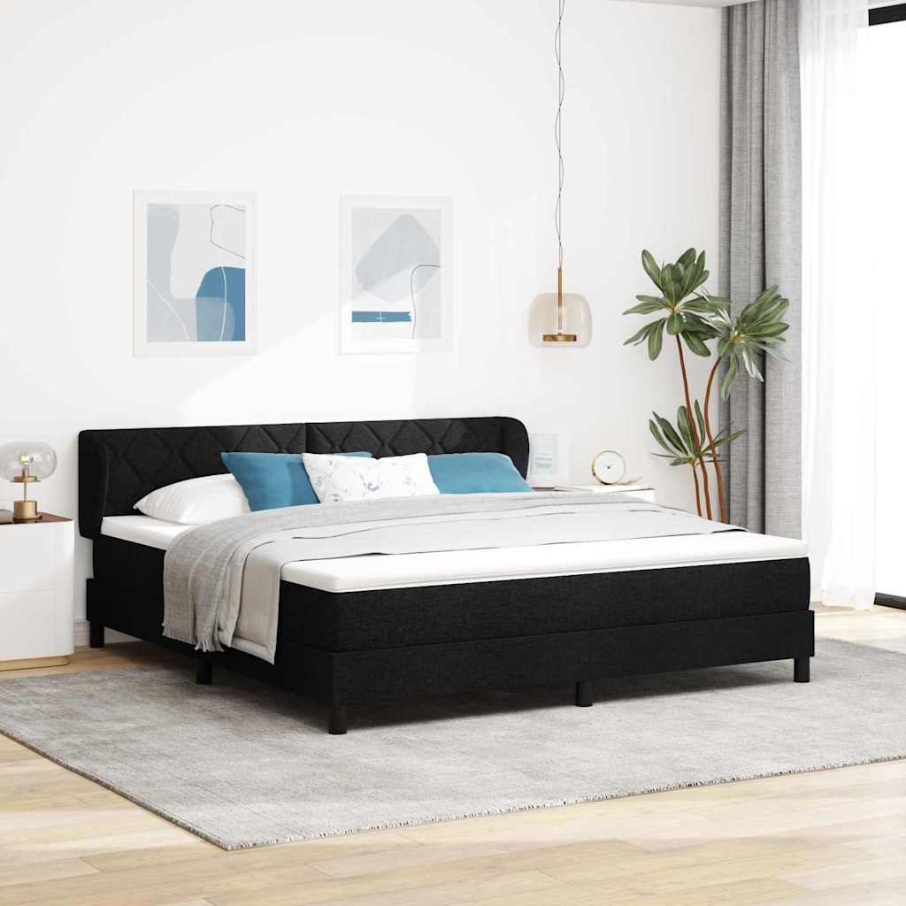 Boxspringbed met hoofdeinde Zwart 180 x 200 cm Stof is nu te koop bij PeponiXL, paradijselijk wonen!