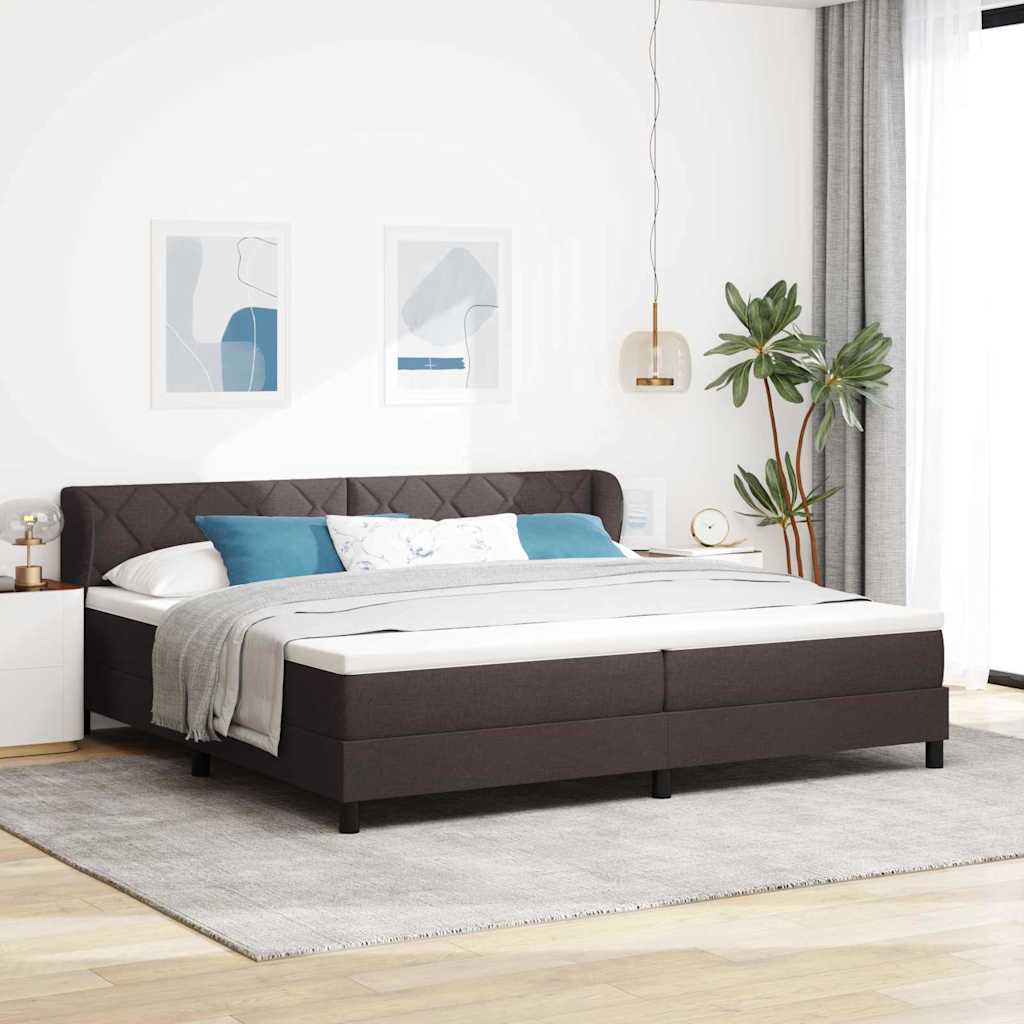 Boxspringbed met matras Donkerbruin 200 x 200 cm Stof is nu te koop bij PeponiXL, paradijselijk wonen!