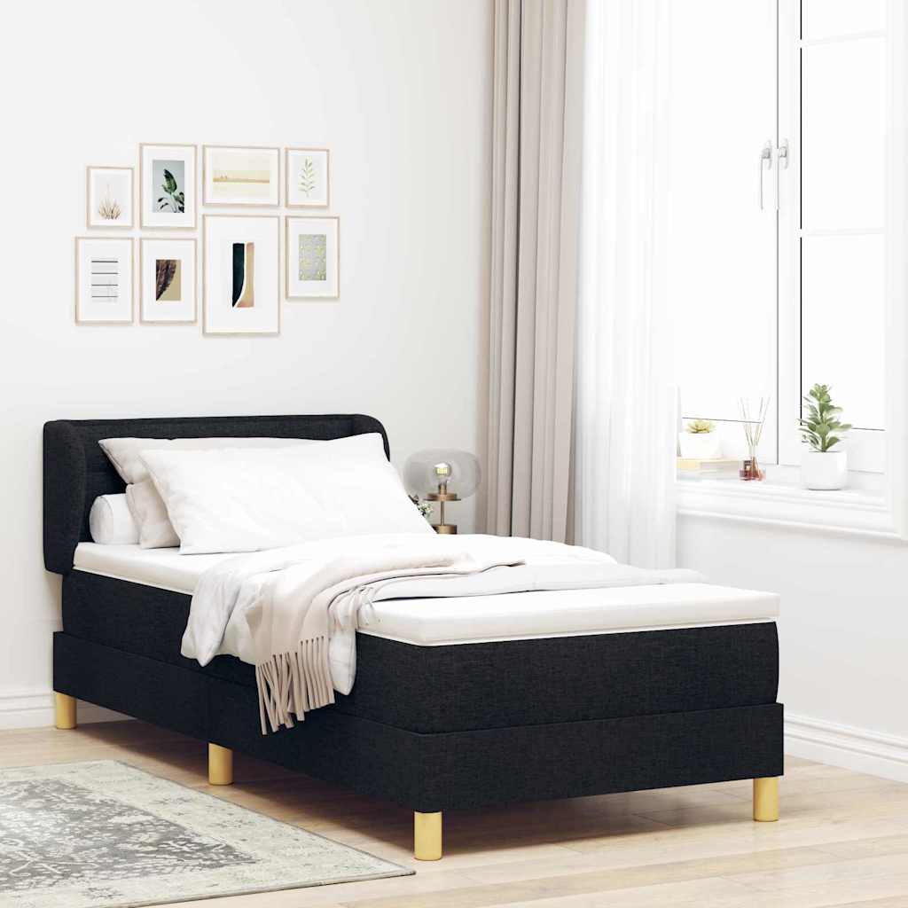 Boxspringbed met matras met hoofdeinde Zwart 80 x 200 cm Stof is nu te koop bij PeponiXL, paradijselijk wonen!