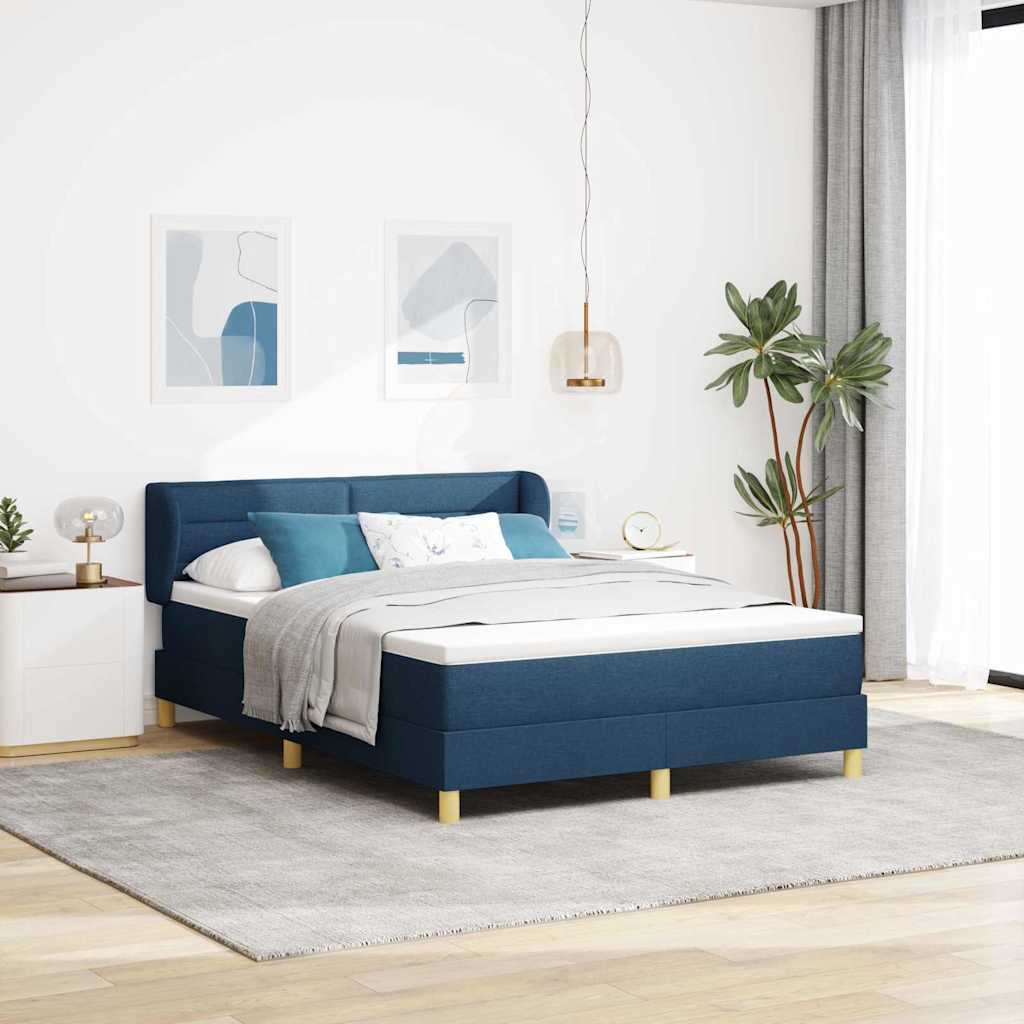Boxspringbed met matras met hoofdeinde Blauw 160 x 200 cm Stof is nu te koop bij PeponiXL, paradijselijk wonen!