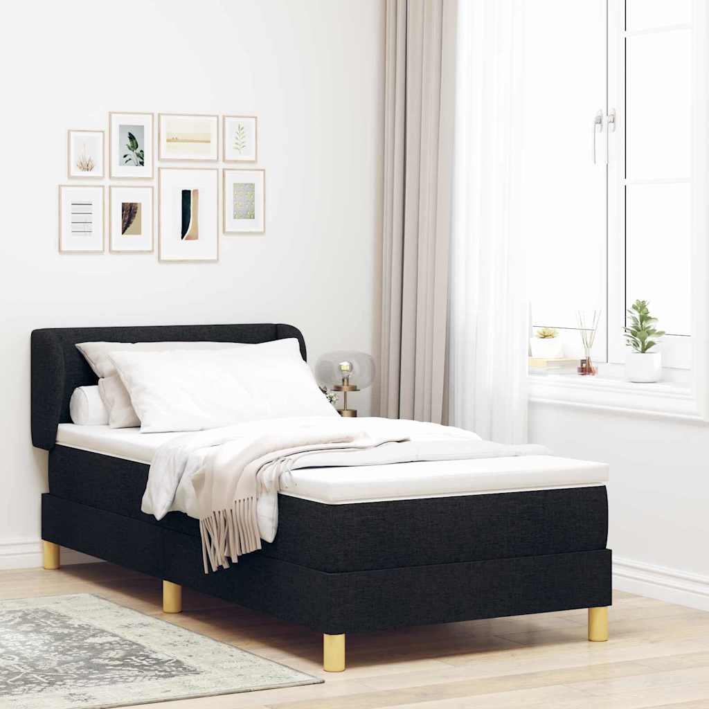 Boxspringbed met matras met hoofdeinde Zwart 80 x 200 cm Stof is nu te koop bij PeponiXL, paradijselijk wonen!