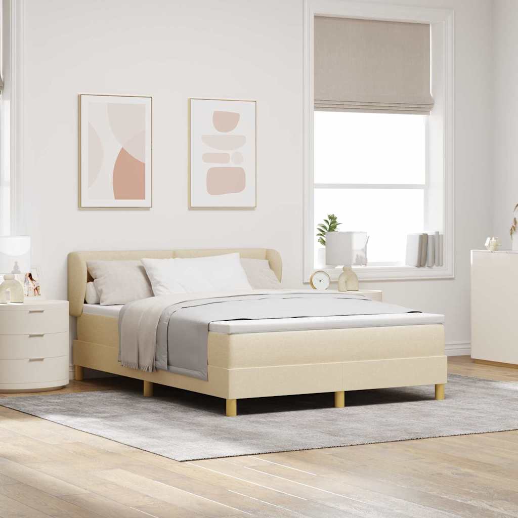 Boxspringbed met matras met hoofdeinde Crème 140 x 200 cm Stof is nu te koop bij PeponiXL, paradijselijk wonen!