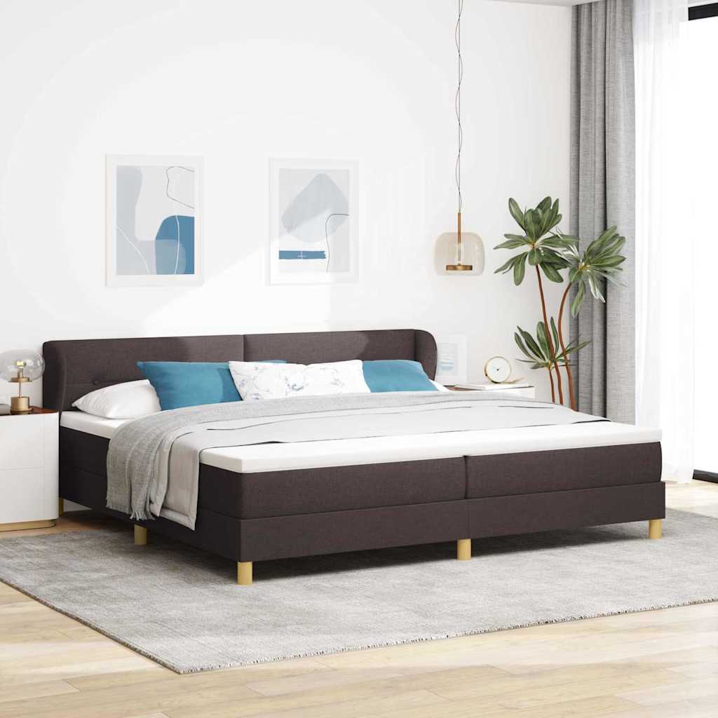vidaXL Boxspringbed met hoofdeinde Donkerbruin 200 x 200 cm Stof