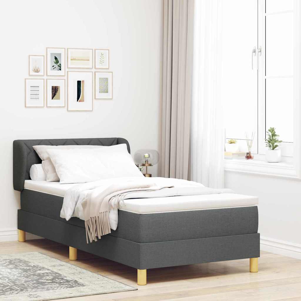 Boxspringbed met matras Donkergrijs 90 x 200 cm Stof is nu te koop bij PeponiXL, paradijselijk wonen!