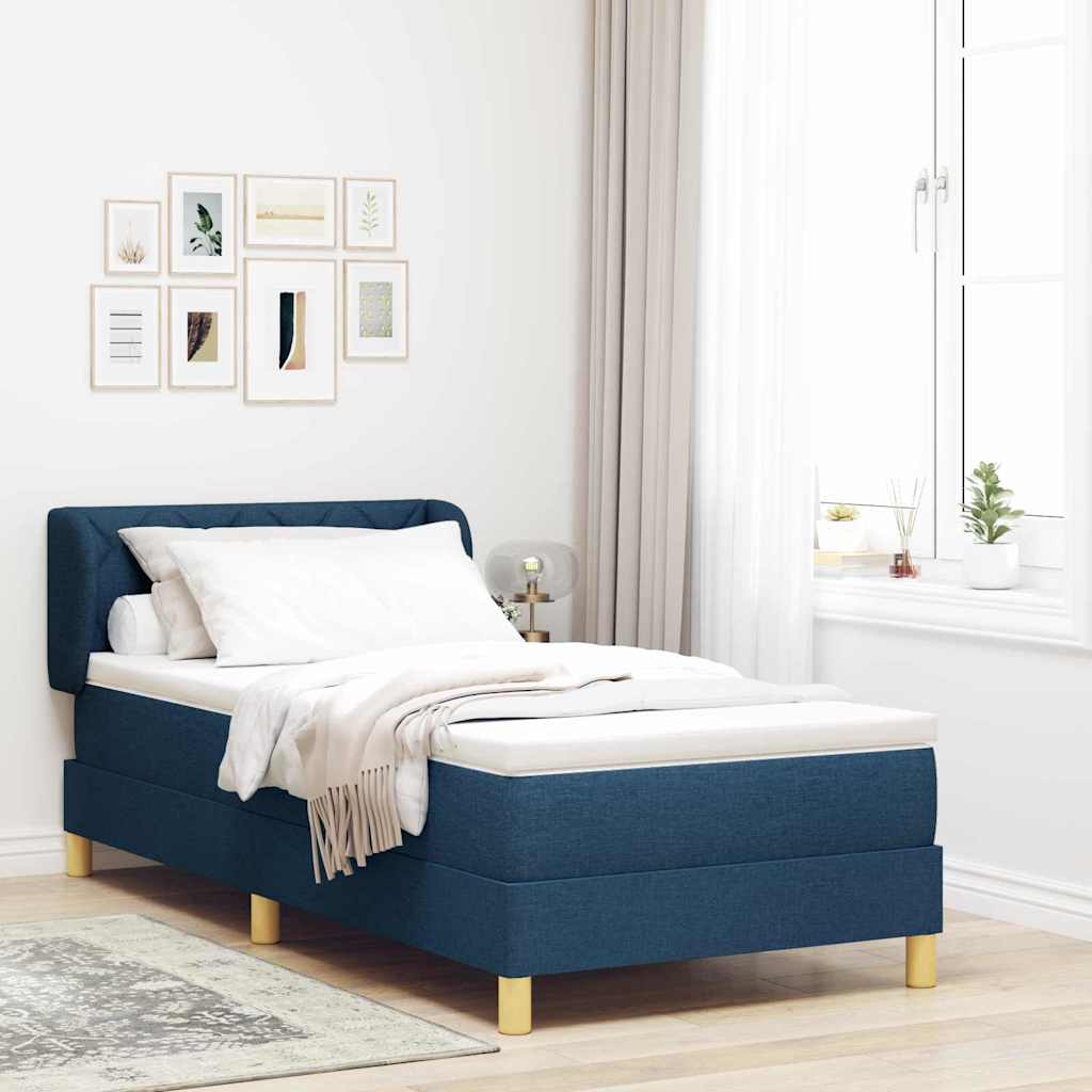 Boxspringbed met matras met hoofdeinde Blauw 90 x 200 cm Stof is nu te koop bij PeponiXL, paradijselijk wonen!