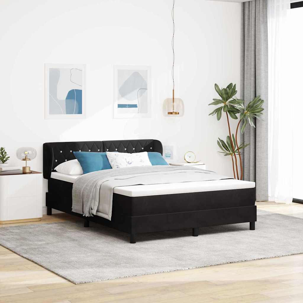 Boxspringbed met hoofdeinde Zwart 160 x 200 cm Fluweel is nu te koop bij PeponiXL, paradijselijk wonen!