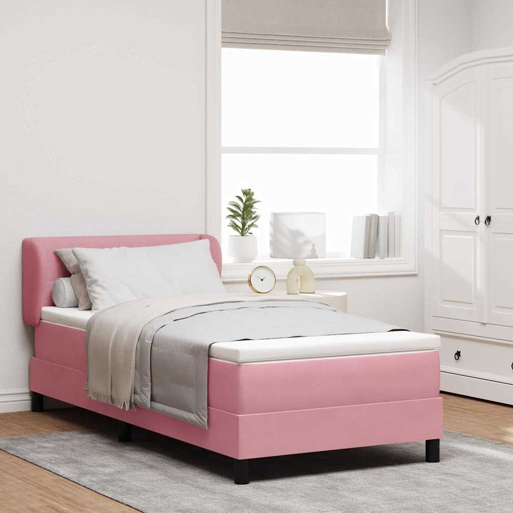 Boxspringbed met hoofdeinde Roze 90 x 200 cm Fluweel is nu te koop bij PeponiXL, paradijselijk wonen!