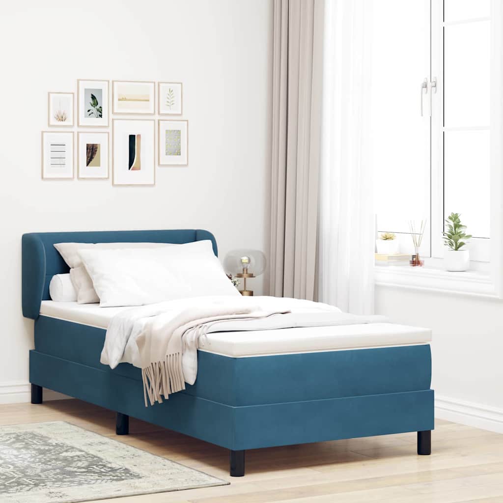 Boxspringbed met hoofdeinde Donkerblauw 100 x 200 cm Fluweel is nu te koop bij PeponiXL, paradijselijk wonen!