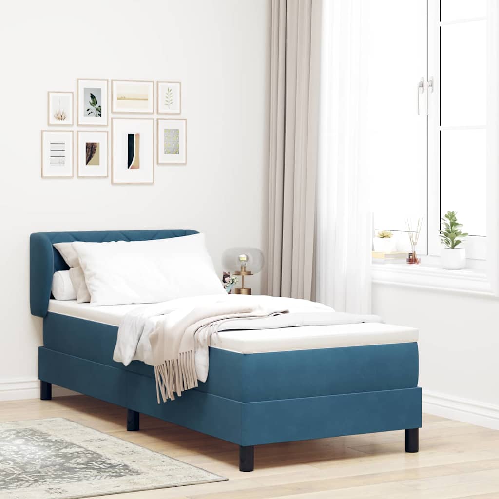 Boxspringbed met hoofdeinde Donkerblauw 80 x 200 cm Fluweel is nu te koop bij PeponiXL, paradijselijk wonen!
