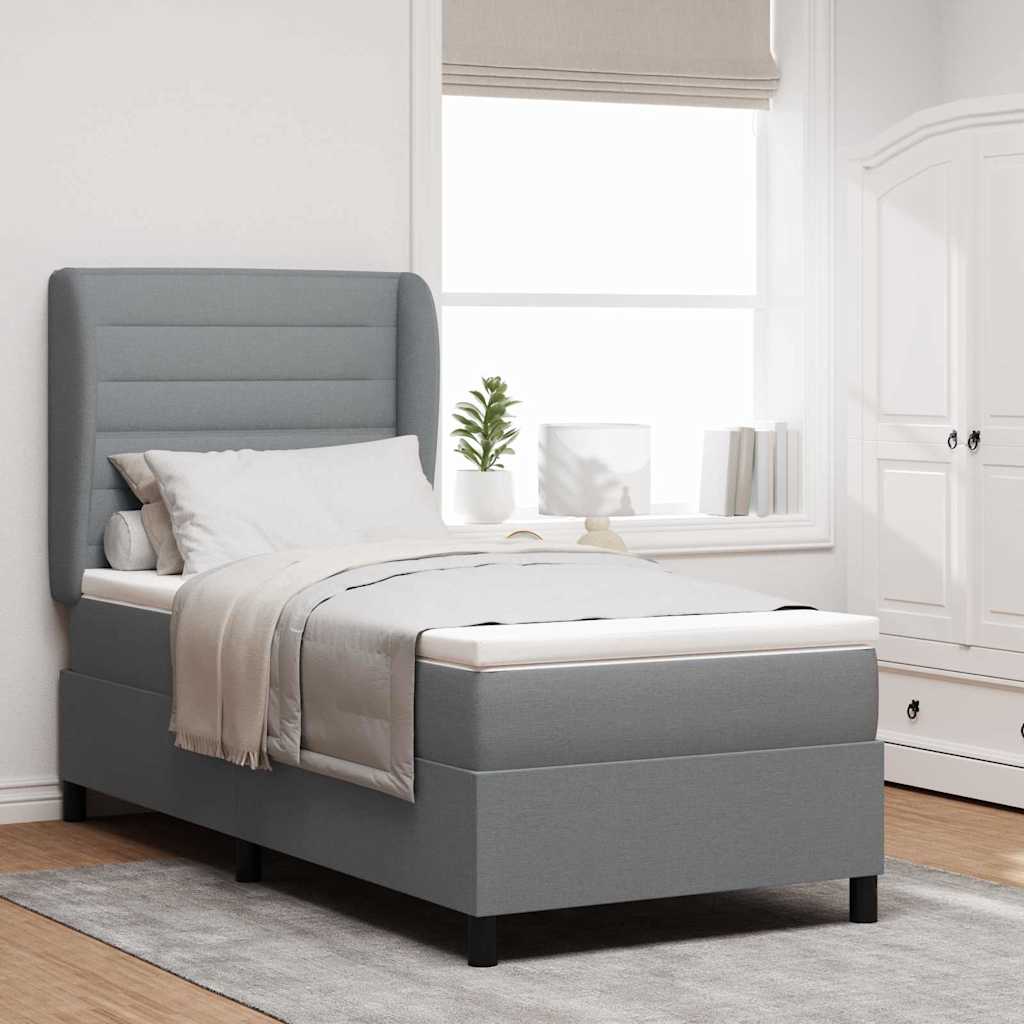 Boxspring bed met matras Lichtgrijs 90 x 190 cm Stof is nu te koop bij PeponiXL, paradijselijk wonen!