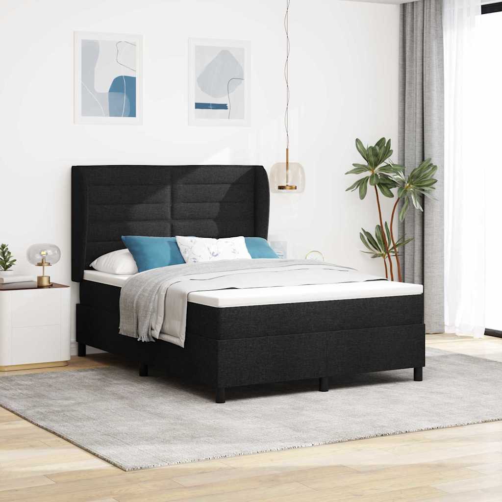 Boxspring bed met matras met hoofdeinde Zwart 160 x 200 cm Stof is nu te koop bij PeponiXL, paradijselijk wonen!