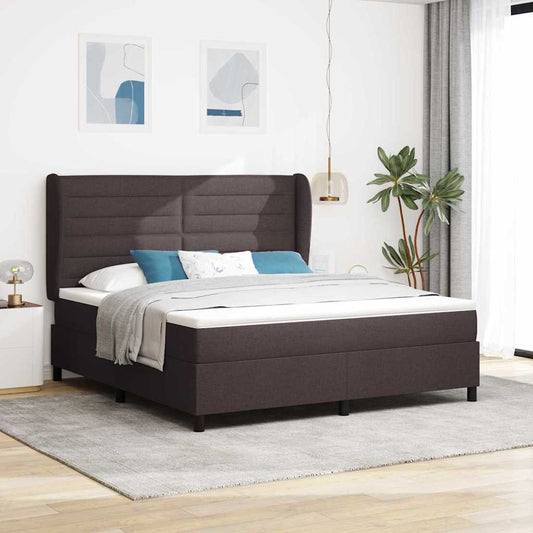 Boxspring bed met matras Donkerbruin 180 x 200 cm Stof is nu te koop bij PeponiXL, paradijselijk wonen!