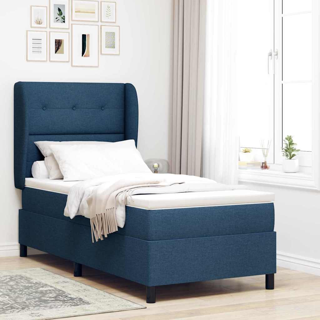 Boxspring bed met matras met hoofdeinde Blauw 80 x 200 cm Stof is nu te koop bij PeponiXL, paradijselijk wonen!