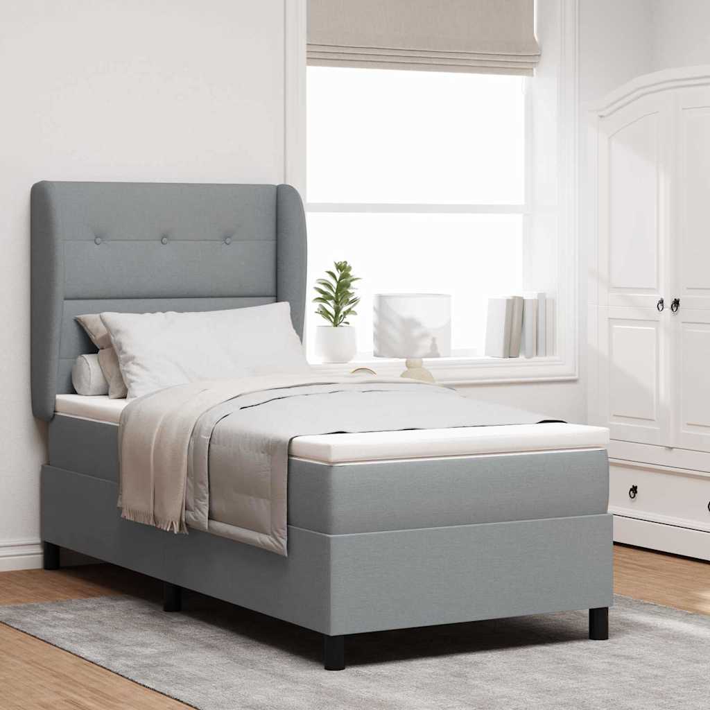 Boxspring bed met matras Lichtgrijs 90 x 190 cm Stof is nu te koop bij PeponiXL, paradijselijk wonen!